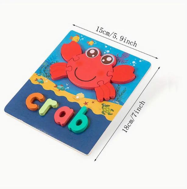 Gambar Mainan Edukasi Puzzle Kayu Jigsaw Bermain dan Belajar susun Balok - Crab dari pasar grosir asemka undefined Tokopedia