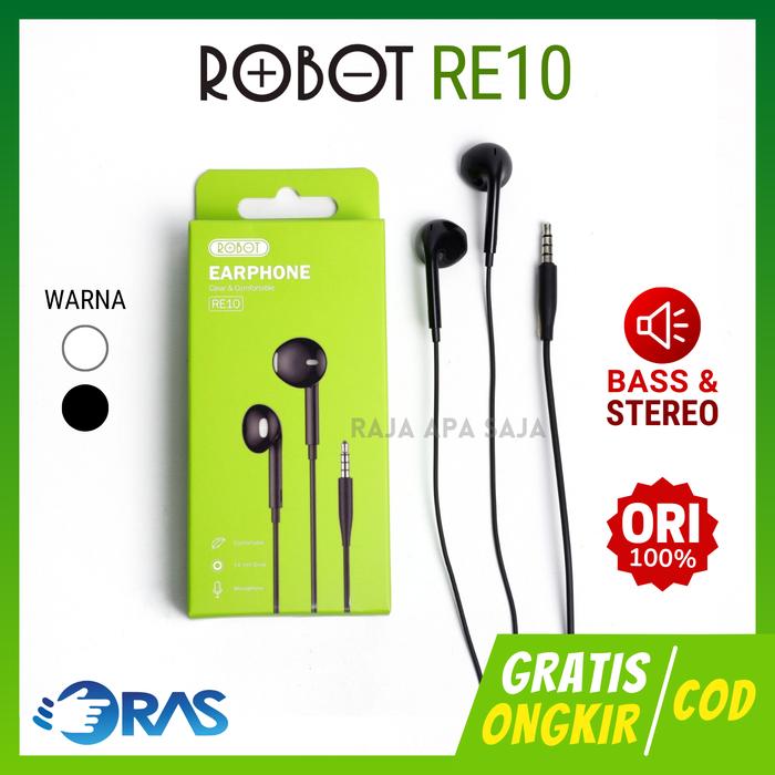 Gambar HEADSET ROBOT RE10 FULL BASS STEREO - Handsfree Earphone Hetset Handset Henset Hedset Bas - RE10, Putih dari Raja Apa Saja 1 undefined Tokopedia