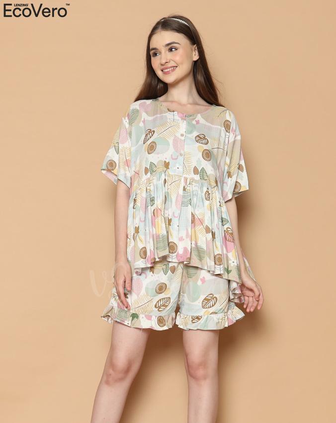 Gambar Best Seller Vsamantha - Pajamas/Piyama One Set Ecovero Ruffle Yoshi - Coksu dari zhairamart undefined Tokopedia