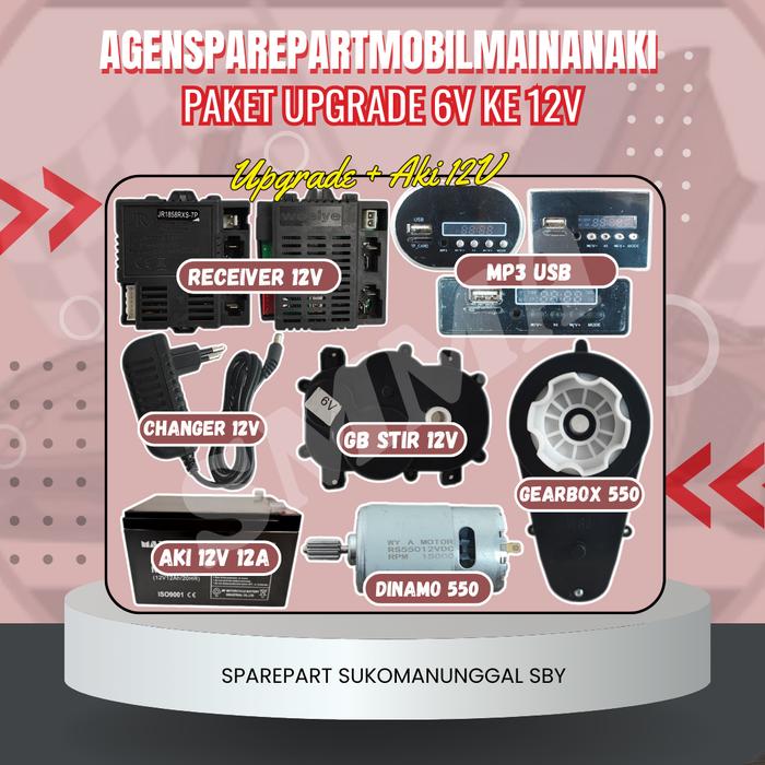 Gambar Set Paket Upgrade Mobil Mainan Aki 6V ke 12V Mobil Mainan Aki Anak - Upgrade+Aki12V dari Sparepart Mobil Mainan Aki undefined Tokopedia