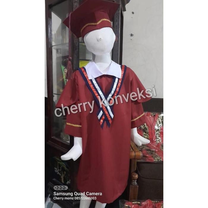 Gambar [ GTH ] Baju Seragam Wisuda Toga Anak TK PAUD Model Korea - Maroon dari GEMITHANG undefined Tokopedia
