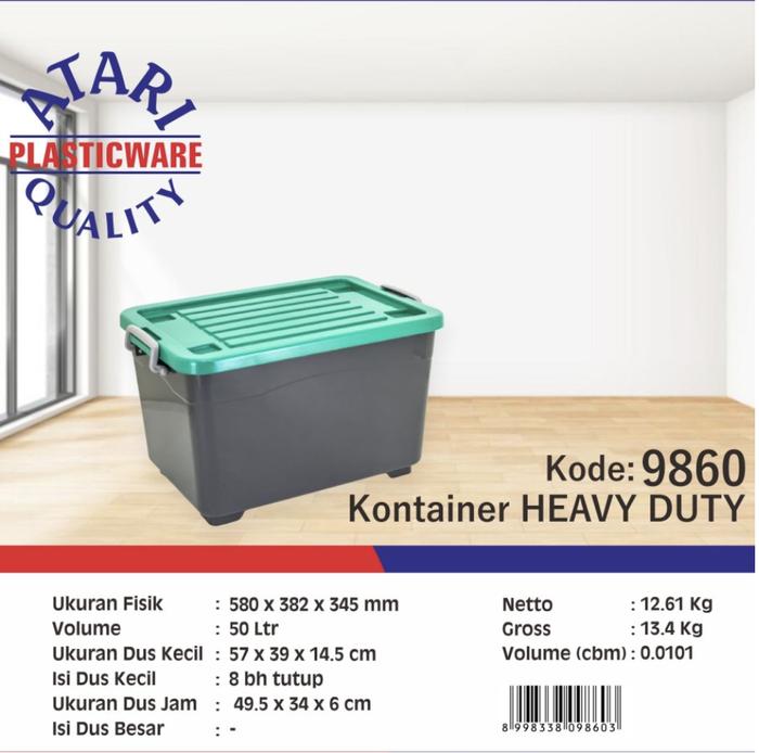 Gambar Box container roda hitam heavyduty 50(9860) 75(9861) 100(9862) Atari - 9860 50LTR dari Matahari Plastic undefined Tokopedia
