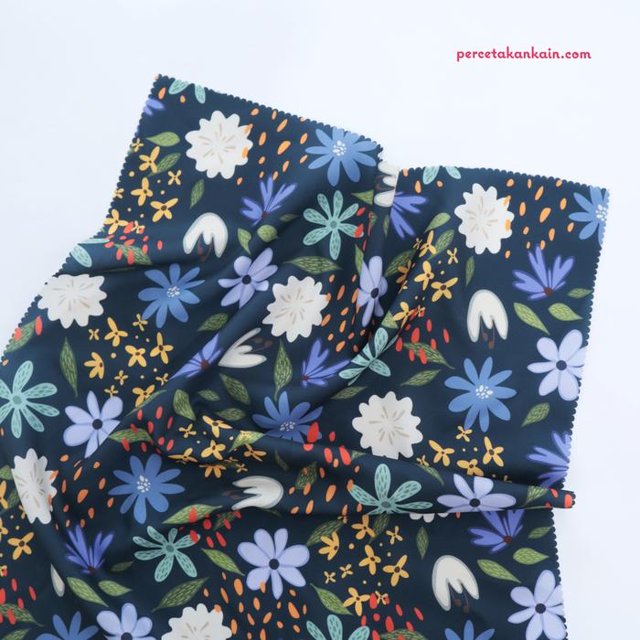 Gambar Kain Motif - Fleur Pattern - Biru Dongker dari Arlie Percetakan Kain undefined Tokopedia