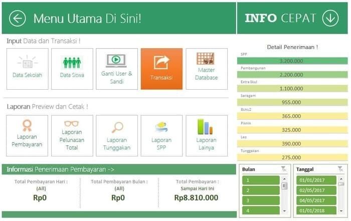 Gambar Software Aplikasi Program Excel Keuangan Dan Pembayaran SPP Sekolahan dari LeggingBagus undefined Tokopedia