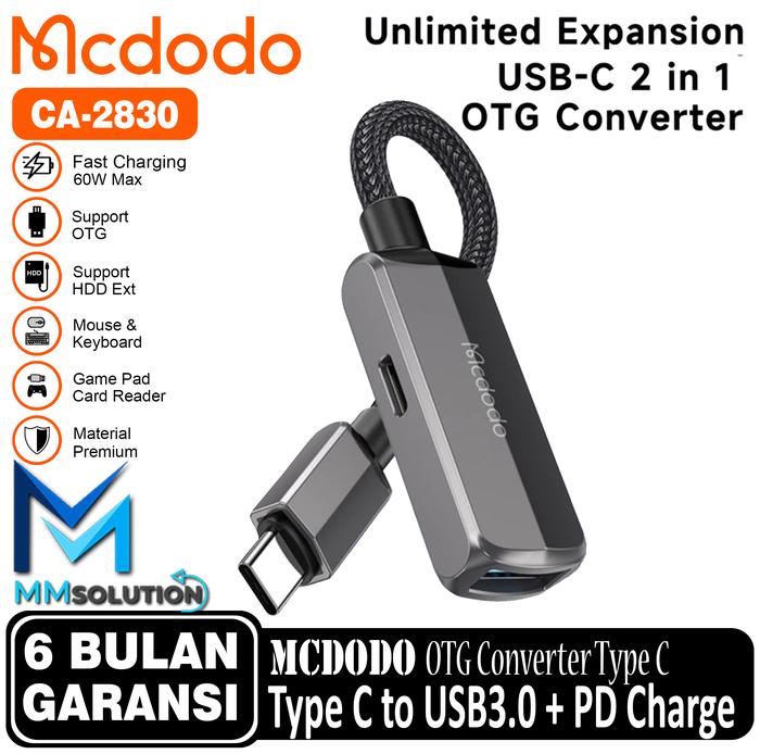 Gambar MCDODO OTG Converter 2in 1 Type C to USB 3.0 For iPhone 15 Series - CA-2830 Type C dari MM Solution ID undefined Tokopedia