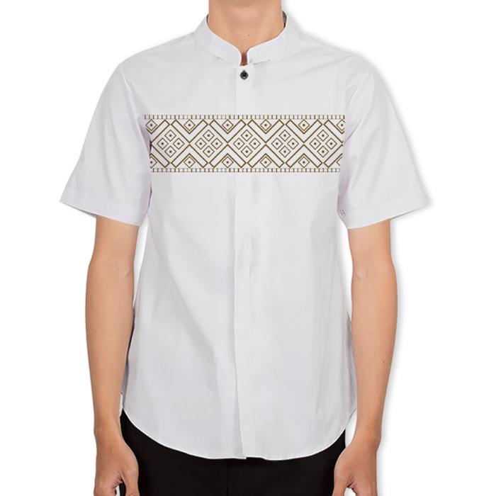 Gambar RisRus ROBBET Baju Koko Bordir Kemeja Polos Pria Lengan Pendek Regular - Putih, M dari RisRus Official undefined Tokopedia