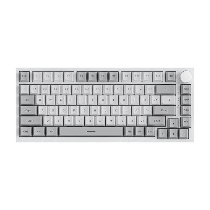 Ajazz AK820 Monochrome 75% Gasket Mount Mechanical Gaming Keyboard 82 Keys with Knob - Putih, Blue Switch