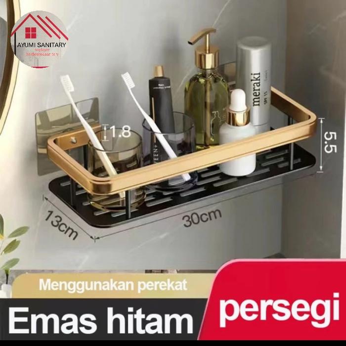 Gambar Rak shampo kamar mandi segi black gold .rak dinding aksesoris - 1 susun dari Ayumi sanitary undefined Tokopedia