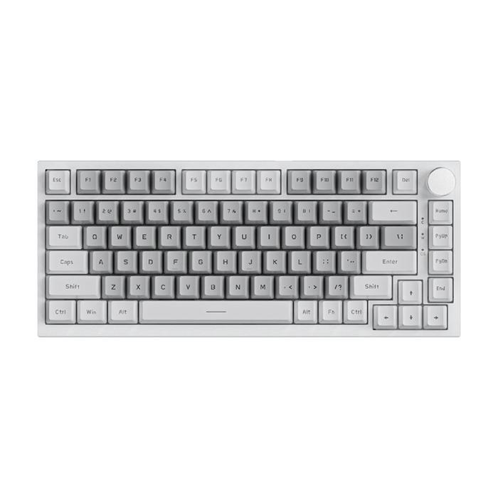 Ajazz AK820 Monochrome 75% Gasket Mount Mechanical Gaming Keyboard 82 Keys with Knob - Putih, Blue Switch