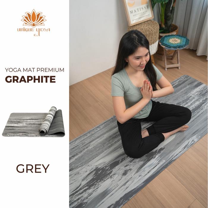 Gambar Yoga Mat Premium Graphite Matras Yoga Pilates Premium Motif Marble - Grey, Matras Saja dari Unique Yoga Bali undefined Tokopedia