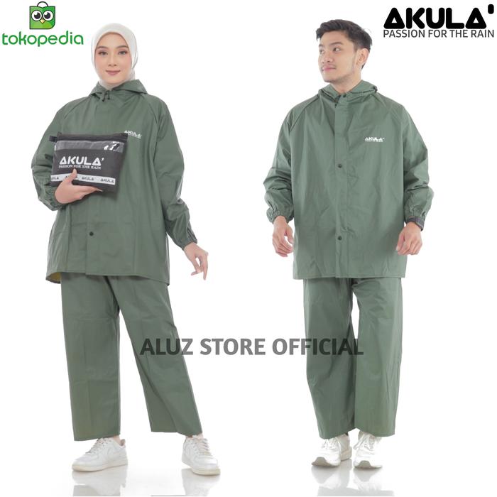 Gambar JAS HUJAN ,RAINCOAT ANTI REMBES Pria Wanita Setelan Baju dan Celana By AKULA Original - HIJAU ARMY, L dari ALUZ STORE ID undefined Tokopedia