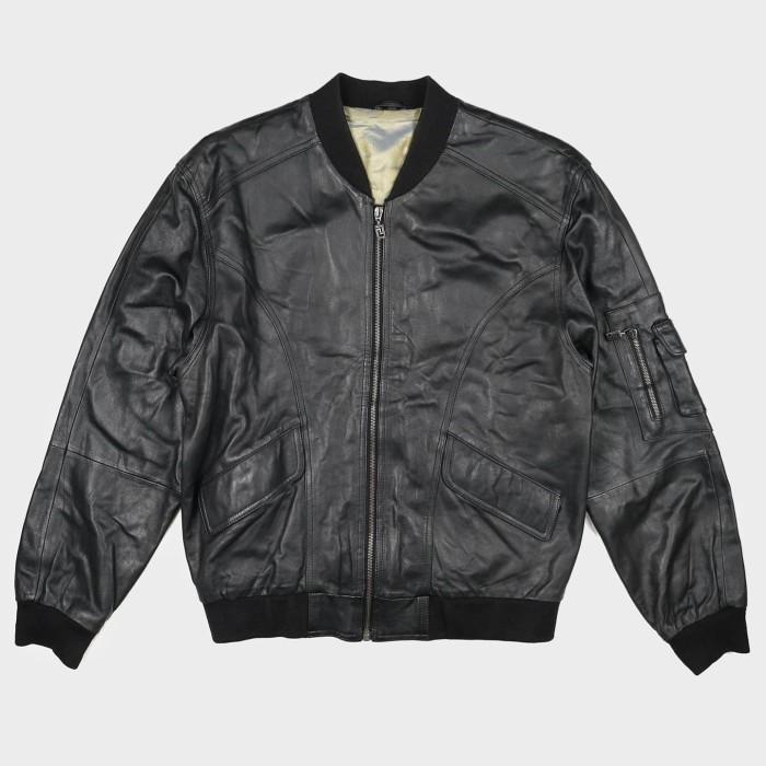 美品! H＆M × 黒っぽい VERSACE メンズ オールレザー スタッズ ライダースL
