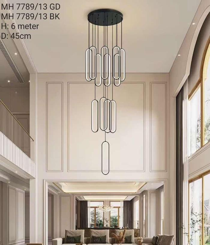 Gambar Lampu Gantung LED Mewah Nordik Lampu Gantung Hitam Emas Villa Putar - 13 Lampu, Hitam dari MandiriElectrical undefined Tokopedia
