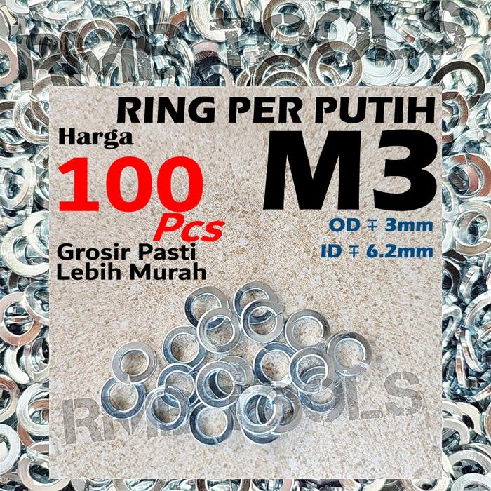 Jual M3 Ring Per Putih Besi / Ver Spring Washer Lock Galvanis M3 - Kota ...