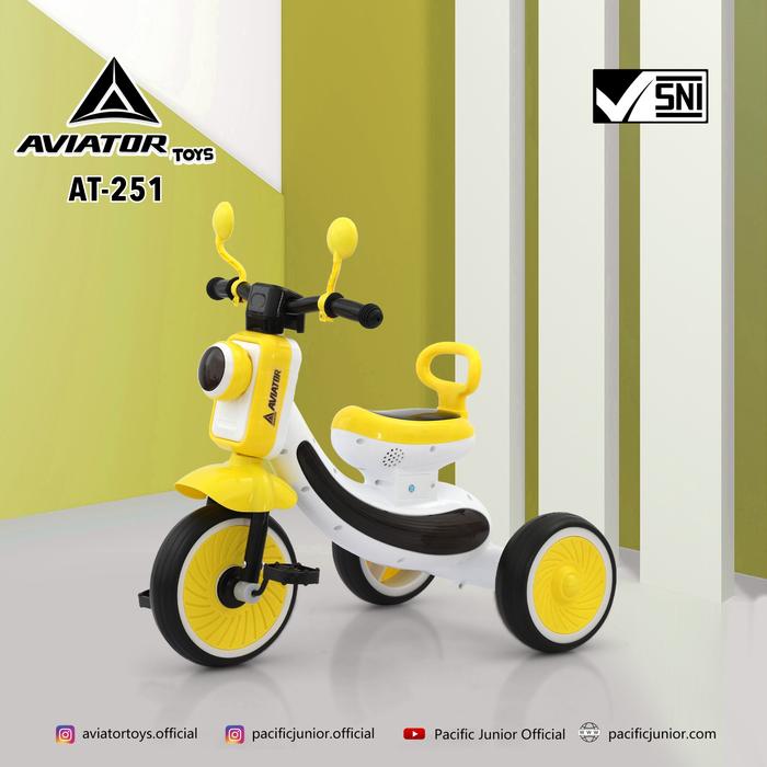 Gambar Sepeda Roda Tiga Anak Balita AVIATOR 1 - AT251 - Kuning dari Timothy Bike Store undefined Tokopedia