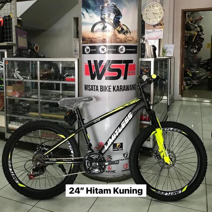 Gambar SEPEDA GUNUNG DEWASA MTB 24 26 LIMITLESS VELG TINGGI - 24 HITAM KUNING dari Wisata Bike Karawang undefined Tokopedia