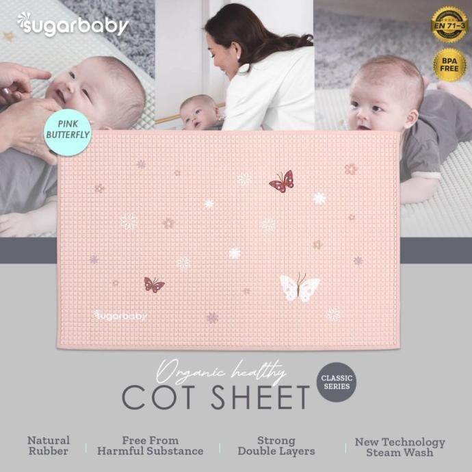Gambar NEW PRODUCT SUGAR BABY ORGANIC HEALTHY COT SHEET - PERLAK BAYI - - Pink Butterfly dari RUANI CELL889 undefined Tokopedia