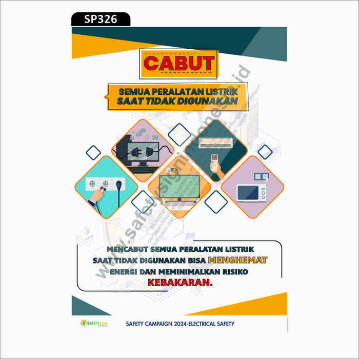 Gambar POSTER K3 SAFETY A2 - Keselamatan Listrik - SP326, POSTER ONLY dari SAFETY SIGN INDONESIA undefined Tokopedia