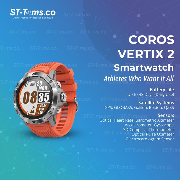 Gambar Coros Vertix 2 Adventure Smartwatch With GPS Gyroscope 3D Compass - Lava dari ST-Toms.co undefined Tokopedia