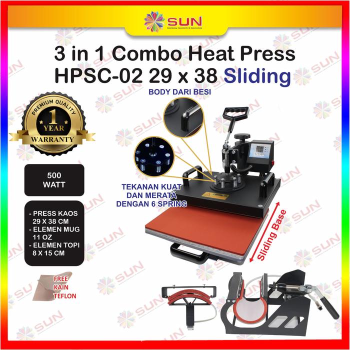 Gambar Mesin Press Kaos Sablon Digital SUN Small Swing Heat Press Uk 29 X 38 - HPSC-02 29x38, Jakarta dari Sun Indonesia undefined Tokopedia