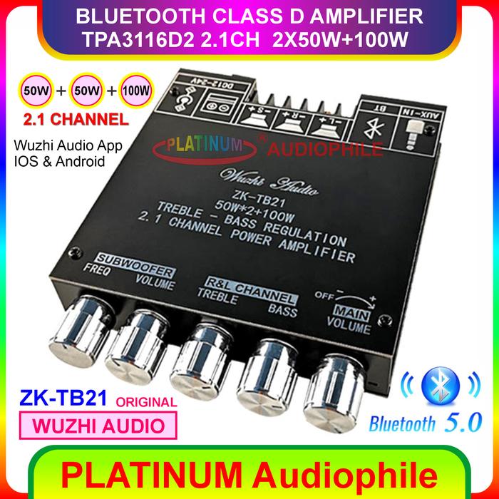 Gambar TPA3116 Amplifier Class D Bluetooth 5.0 Hifi Stereo Amplifier 2.1 CH 2X 50W + 100W Original ZK-TB21 dari PLATINUM Audiophile undefined Tokopedia