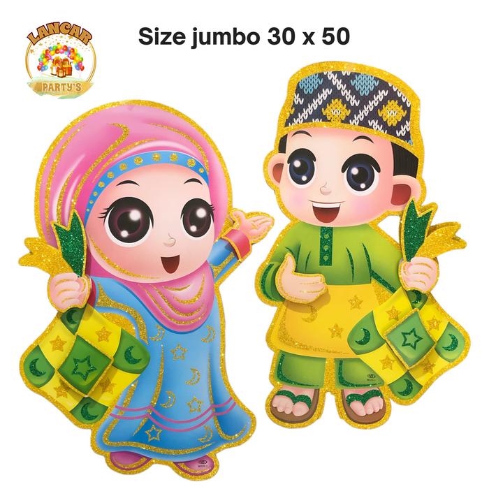 Gambar Dekorasi idul fitri tempel/ hiasan dekorasi idul fitri/ hiasan santri - Santri jumbo dari Lancar party undefined Tokopedia