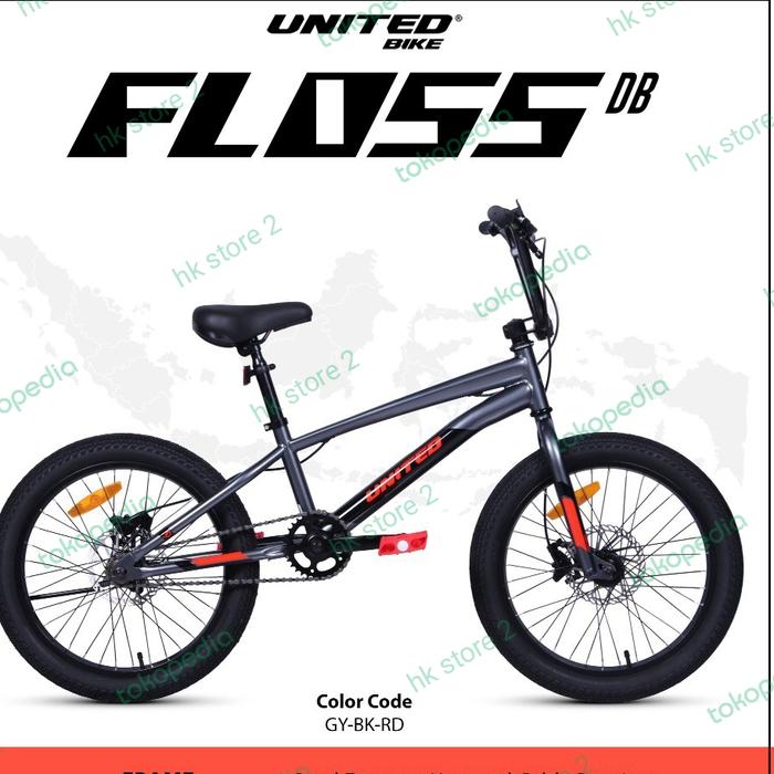 Gambar sepeda bmx 20 inch united FLOSS DB - GY.BK.RD dari Hk store2 undefined 3 Tokopedia