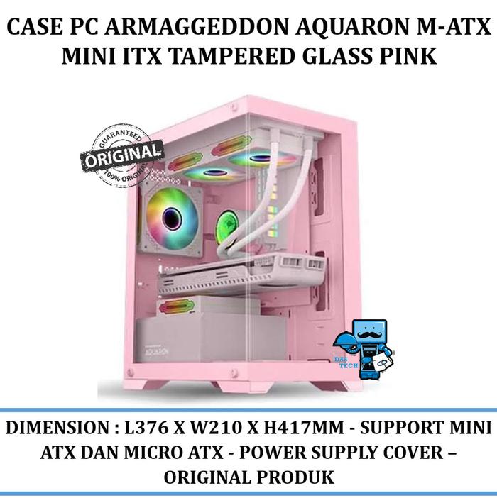 Case Pc Armaggeddon Aquaron M-atx Pink Tampered Glass Garansi Resmi