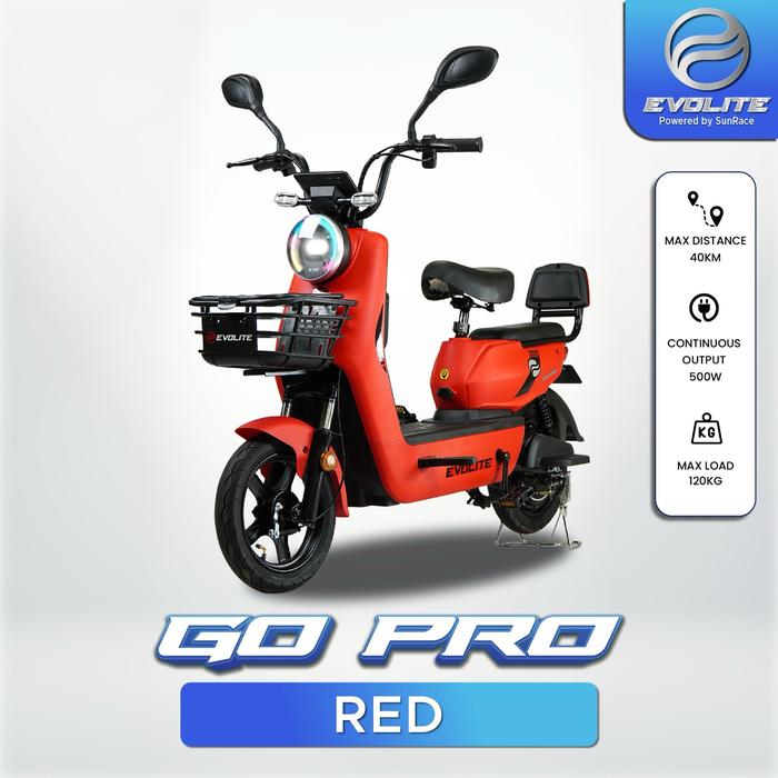 Gambar Sepeda Listrik Evolite Go Pro Power Motor 500W Battery Kering 48V 12Ah Model Keren dan Murah - Merah dari Pusat Elektronika undefined Tokopedia