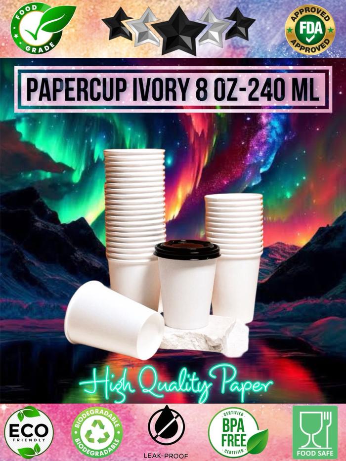 Jual Paper Cup 8 Oz (240ml) / Gelas Kertas Kopi Teh Polos Motif Tahan ...