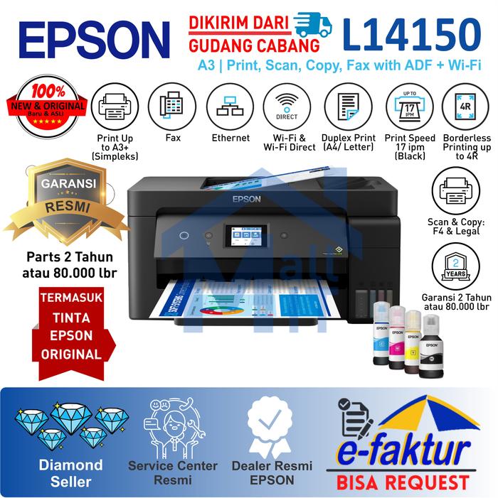 Gambar Printer Epson L14150 L-14150 L 14150 ECOTANK A3+ A3 WIFI DIRECT BOTOL dari Mall IT Jakarta undefined Tokopedia
