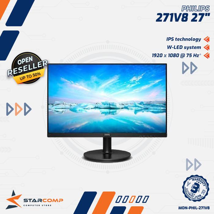 Gambar LED Monitor Philips 271V8 27" 75Hz IPS Full HD HDMI DP 271V8/70 dari Starcomp Origin undefined Tokopedia