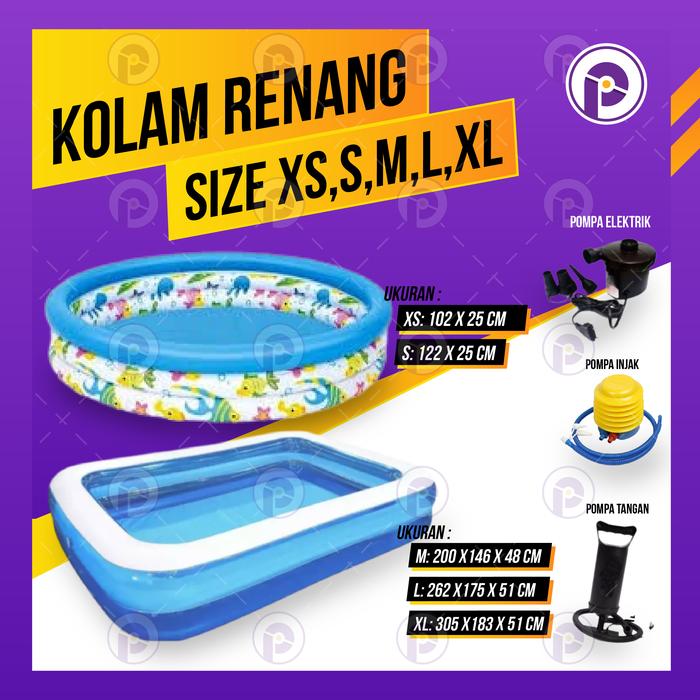 Promo Kolam Renang Anak Karet Pompa Angin Portable Kecil Jumbo