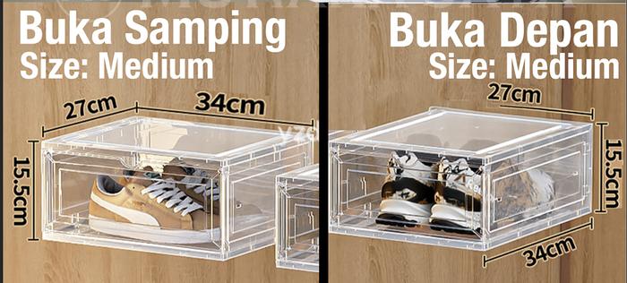 Gambar PLATO Premium Kotak Tempat Sepatu Sneakers Box Heels Acrylic Door - Medium, Buka Samping dari TB.Mutiara Jaya undefined Tokopedia