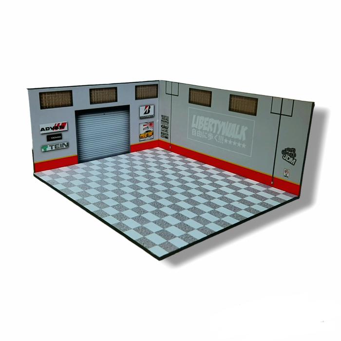 Gambar Pola Diorama Garasi liberty walk papercraft skala 1/64 hotwheels papercraft garage - pola+karton dari TrafficShop undefined Tokopedia