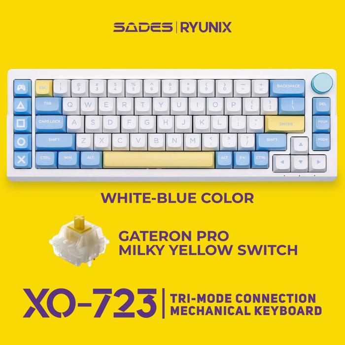 Gambar Sades Ryunix XO 723 / XO-723 Triple Mode Wireless Gaming Keyboard 65% Layout 72 Keys RGB LED Hotswappable - WB Gateron dari ChemicyGaming undefined Tokopedia
