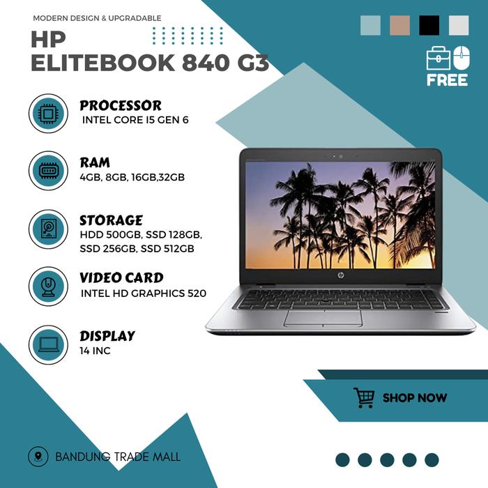 Jual Laptop Gaming HP Elitebook HP 840 G3 Core i5 i7 Ram 32gb
