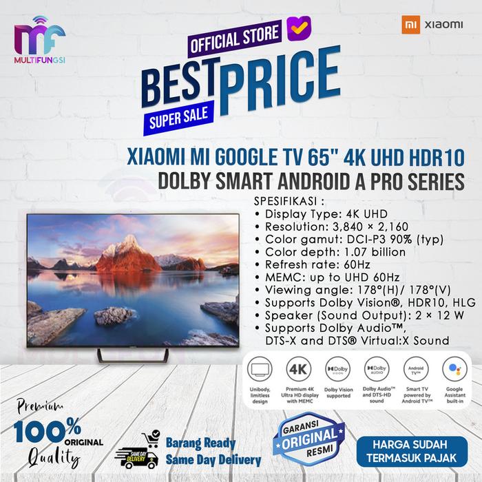 Gambar Xiaomi Mi Google TV 32" / 43" / 55"/ 65"A Pro Series Garansi Resmi - MI A PRO 65" 4K, TANPA KAYU dari Multifungsi Online undefined Tokopedia