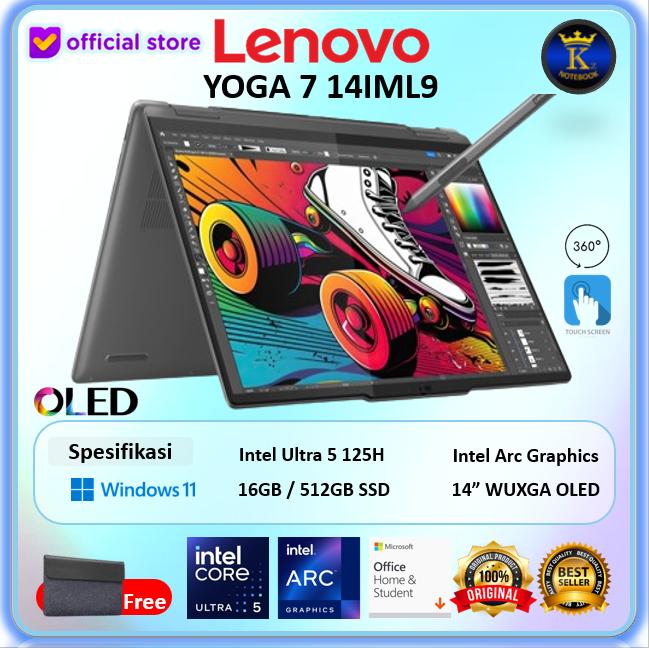 Gambar Laptop Lenovo Yoga 7 2in1 14IML9 intel Ultra 5 125H 16GB 512GB W11+OHS - NON BUNDLING, 16/512 dari Kingz Notebook undefined Tokopedia