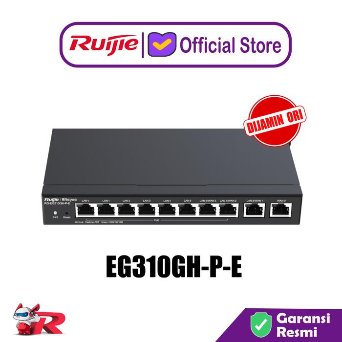 Promo Ruijie RG-EG310GH-P-E, Router Kantor Reyee 10-Port PoE Manage ...