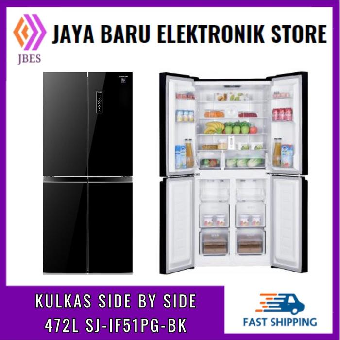 Gambar SHARP SJ-IF51PG-BK KULKAS SIDE BY SIDE MULTI DOOR 472 L SJIF51PGBK dari JAYA BARU ELEKTRONIK STORE undefined Tokopedia