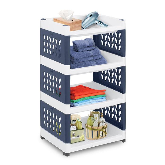 Gambar Rovega Rak Susun Plastik 4 Tingkat Tanpa Roda Premium 4 TierRack SMR400 - Navy dari Rovega Premium Houseware undefined Tokopedia