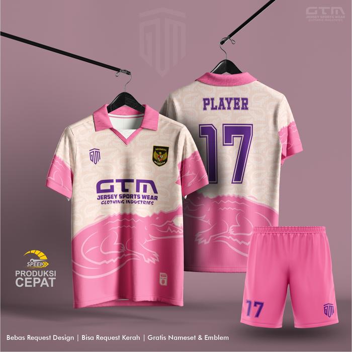Gambar JERSEY BOLA FUTSAL PINK CREAM TERBARU KERAH RETRO ~ FREE CUSTOM DESIGN - SETELAN, S dari GTM SPORTS WEAR OFFICIAL undefined Tokopedia