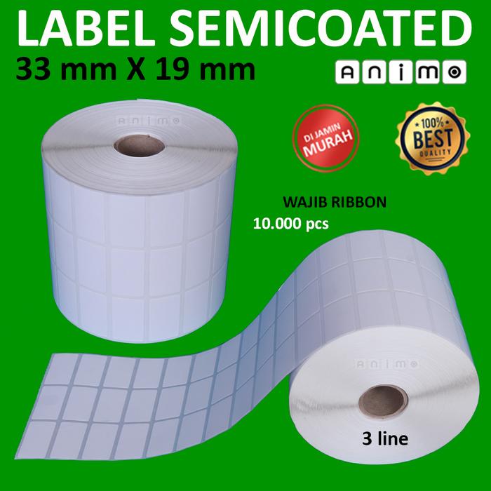 Gambar LABEL SEMICOATED 33X19 - Label Barcode 33 X 19 mm ISI 10.000 pcs - 10000 PCS dari ANIMO LABEL undefined Tokopedia