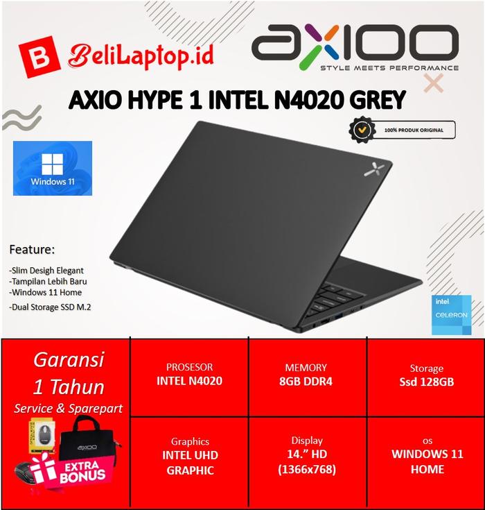 Gambar laptop kerja murah axioo mybook hype 1  intel N4020 8GB 256GB 14 - GREY 8|128GB, UNIT BONUS dari BELILAPTOP ID undefined Tokopedia