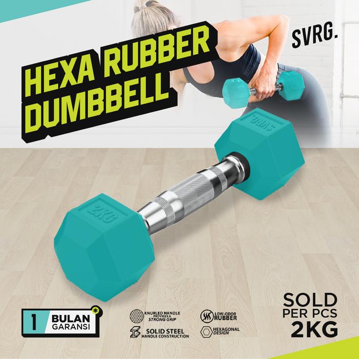 Gambar SVRG Hexagonal Dumbbell Turquoise - Rubber Dumbbell Dumble Barbell - 2kg dari SVRG Store undefined Tokopedia