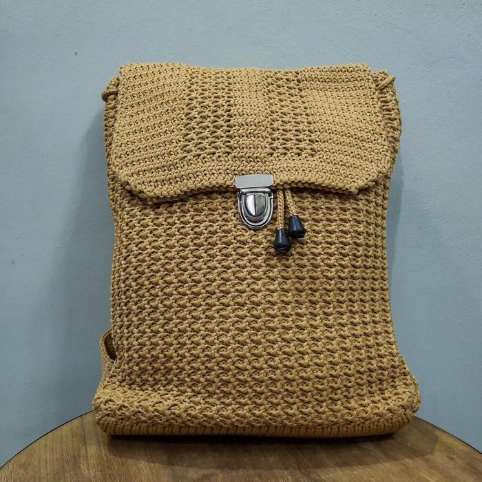 Gambar Model baru - Tas Ransel Rajut Camilia - SenjabyAtsa ✓ - Beige dari Richo Celloo undefined 5 Tokopedia