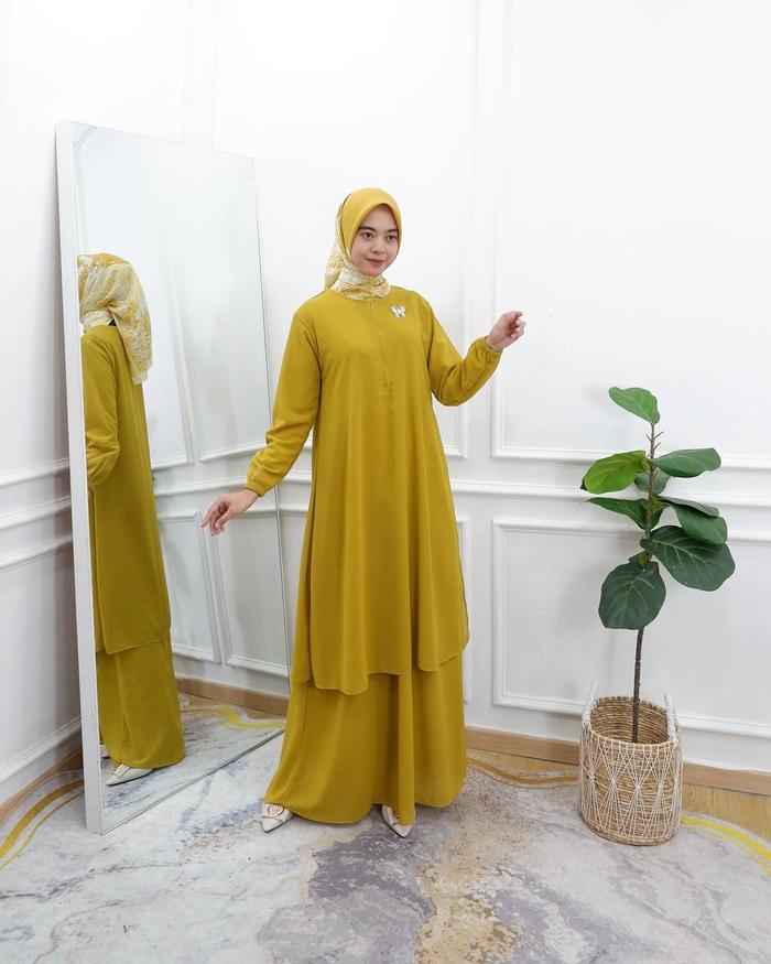Gambar PB Prilly Busana - Suria Gamis Malaysia Ceruty Babydoll - Lime, M dari Prilly Busana undefined Tokopedia