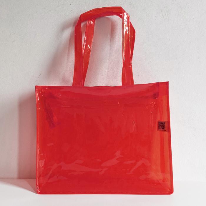 Gambar Tote Bag Transparan PVC Mika – Stylish untuk Kuliah, Hangout & OOTD Gen Z - Merah dari Toko Princess_NEW undefined Tokopedia