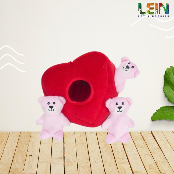Jual ZP656 Valentine Burrow Heart`n Bears Mainan Anjing dan